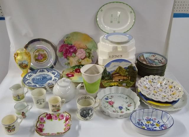 GROUP: Collector plates, tea pot, cups, etc.