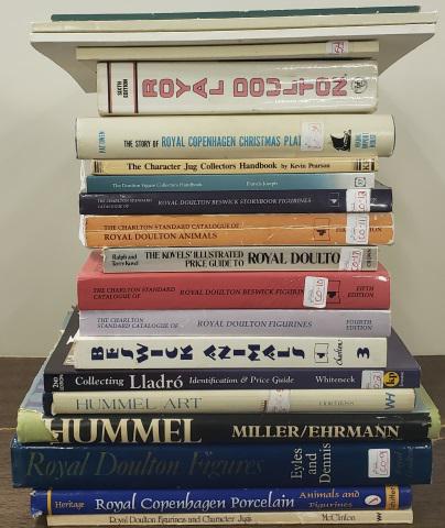 20 COLLECTOR REFERENCE BOOKS: Including, Hummel, Royal Doulton, Lladro, Royal Copenhagen Christmas plates, Cybis, etc.