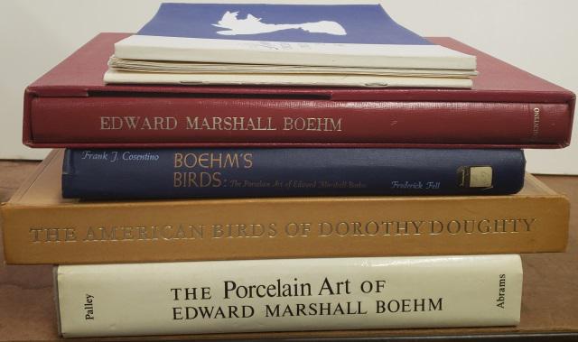7 REFERENCE BOOKS: Including, The porcelain art of Edward Marshall Boehm, The American birds of Dorothy Doughty, Boehm's birds, Ispanky, Antonio Borsato, etc.