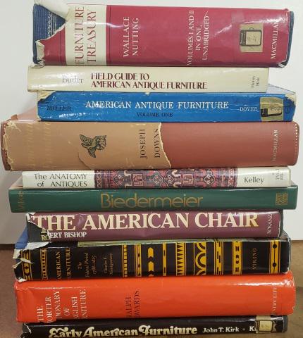 10 FURNITURE REFERENCE BOOKS: Including, The American chair, Biedermeier, Furniture treasury, American furniture, etc.