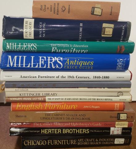 14 FURNITURE REFERENCE BOOKS: Including, Chicago furniture art, craft, industry, Herter Brothers, English furniture, Kittinger, Baker, Wallace Nutting, etc.