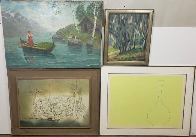 4 PIECES: Still life with vase and flower, framed serigraph by Derrick Greaves (1927 English), signed and dated 1970 lower right, numbered from edition of 50 lower left, approximate work size 25” x 36&rdq