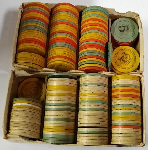 GROUP OF POKER CHIPS: Poker chips.