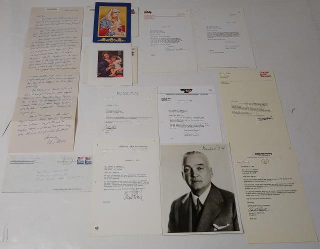 GROUP OF AUTOGRAPHS: Burma-Shave/Odell family- Personalized Christmas card and envelope postmarked Dec. 20, 1993 with handwritten message, signed "Allan and Grace", Christmas card and envelope postmarked Dec. 30, 1998, si