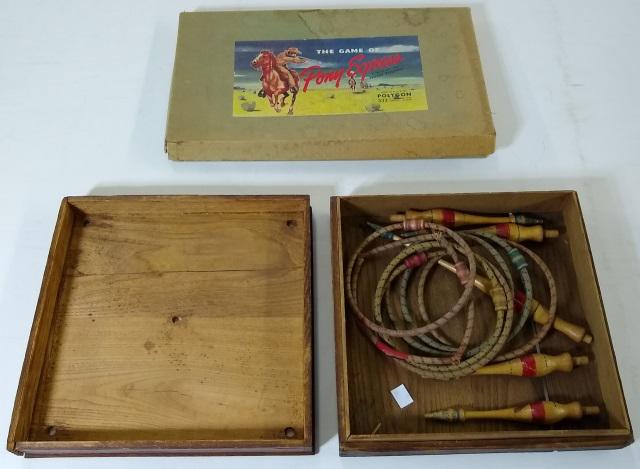 2 PIECES: 19th C. game and a Pony Express game.