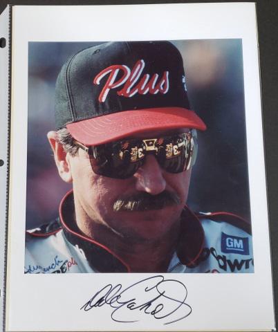 DALE EARNHARDT SR. AUTOGRAPHED PHOTO: Dale Earnhardt Sr. autographed 8x10 color photo, signed with black sharpie, with COA from The Autograph, Collectibles, Etc. Inc.