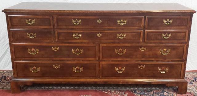 HENREDON DRESSER: Aston Court pattern, having 10 drawers, raised on bracket feet, approximate height 34 1/8", width 69 5/8", depth 20".
