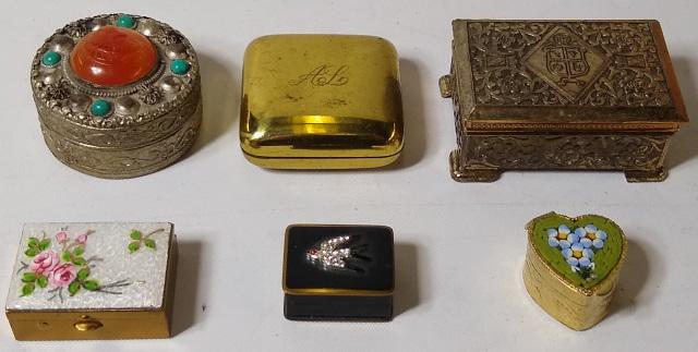 6 PILL BOXES: Some vintage.