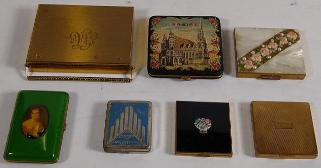 7 MAKE-UP COMPACTS: 1 marked "Chicago 1933 Century of Progress".