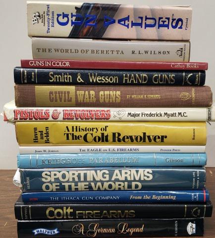 13 GUN RELATED BOOKS: Including Colt Firearms, Pistols & Revolvers, Smith & Wesson Handguns, Gun Values, etc.