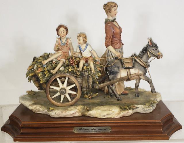 E. CAVAZZIN CAPODIMONTE SCULPTURE: "Ritorno dai Campi", limited edition ceramic sculpture, signed on back, from edition of 1500, with base approximate height 12 1/2", length 17", depth 10".