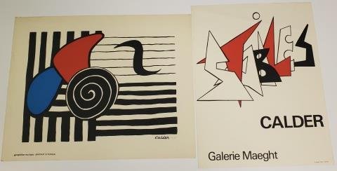 2 PIECES: 1 after work by Alexander Calder, produced by Graphika Europa, numbered from edition of 375, approximate image size 22 1/2" x 28 1/2", 1 Calder exhibition poster, "Stables", produced by Maeght, image 