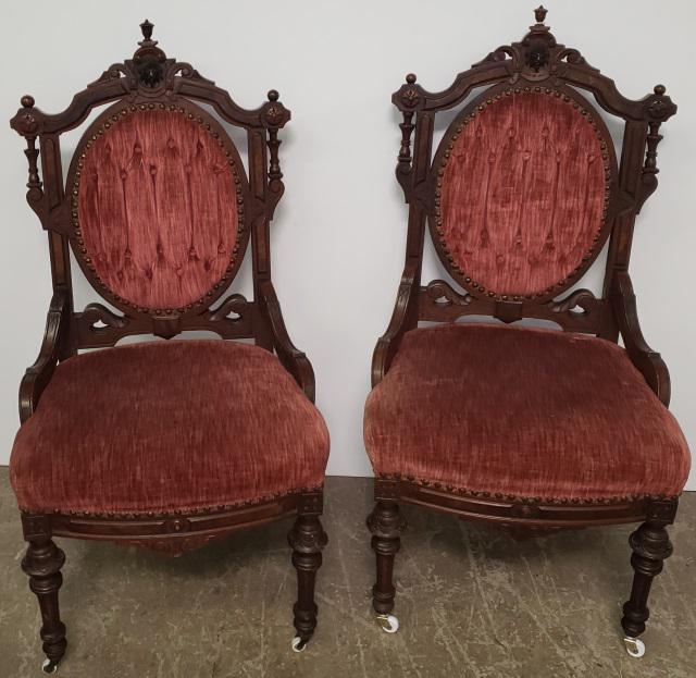 PAIR OF VICTORIAN SIDE CHAIRS (1 of 3)
