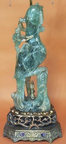 CHINESE JADE COLORED HARDSTONE LAMP (1 of 8)
