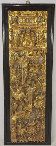 FRAMED ORIENTAL WOOD WALL PLAQUE (1 of 6)