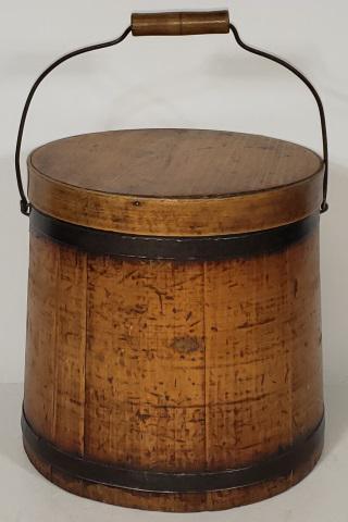 ANTIQUE COVERED WOOD BUCKET (1 of 6)