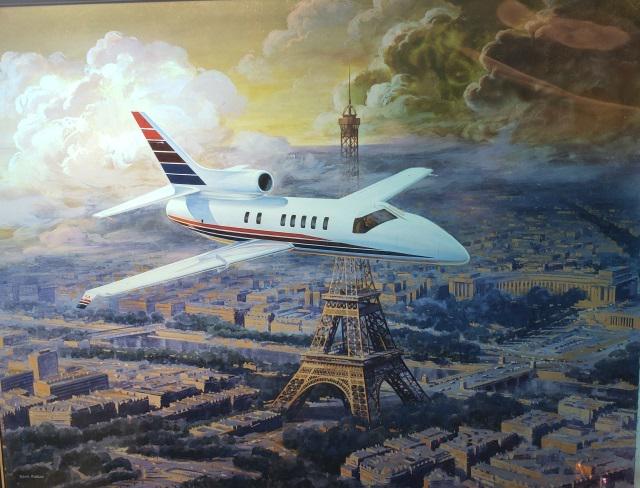 ROBERT ADDISON CELLULOID TRANSPARENCY: Flight over Paris, unframed, enclosed in mat, marked Robert Addison in lower left of transparency, approximate mat size 11 1/16" x 13 3/8", item was originally purchased from artist's wife's estate.