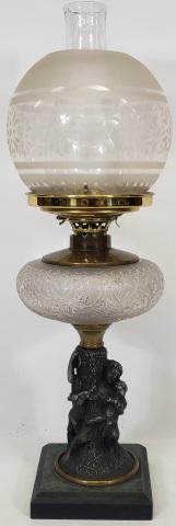 ANTIQUE VICTORIAN FIGURAL OIL LAMP (1 of 4)