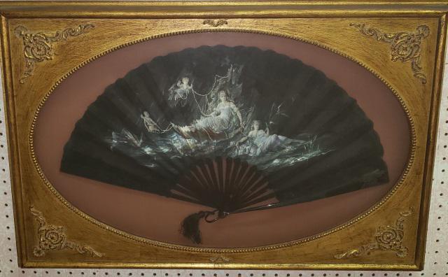 HANDPAINTED FAN IN SHADOWBOX (1 of 3)