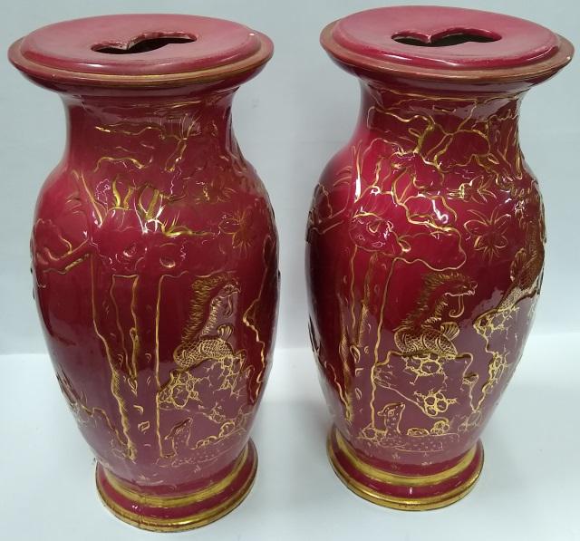 PAIR OF ORIENTAL STYLE POTTERY BASES (1 of 5)