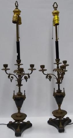 PAIR OF BRASS CANDELABRA FORM LAMPS (1 of 6)