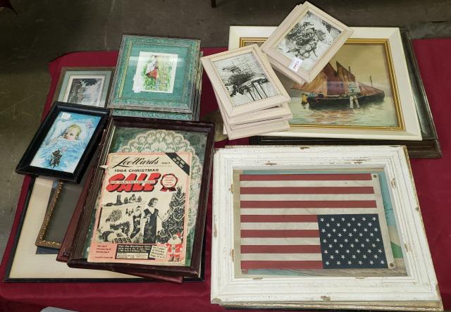 LARGE GROUP OF FRAMED ITEMS (1 of 8)