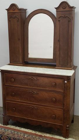 VICTORIAN WALNUT MIRRORED DRESSER (1 of 6)