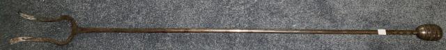 WROUGHT IRON & METAL FIRE TOOL: Approximate length 48 1/2".