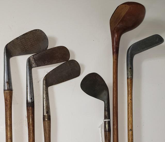 6 VINTAGE WOOD SHAFT GOLF CLUBS (1 of 8)