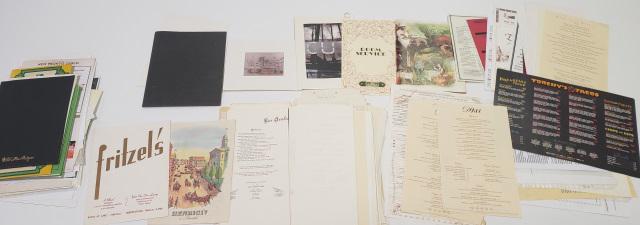 GROUP OF MISCELLANEOUS MENUS: Group of misc. menus, including Zeughauskeller, Lindy's, Fritzel's, Henrici's, on Randolph, The Fort, Seven Lions, etc., some are signed.