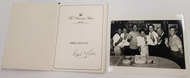 2 AUTOGRAPHS: Signed menu Rupert Murdoch and a Leona Helmsley signed photo, Provenance- came from the manager of Umbertos in Manhattan, and the dining room captain for Mrs. Leona Helmsley.