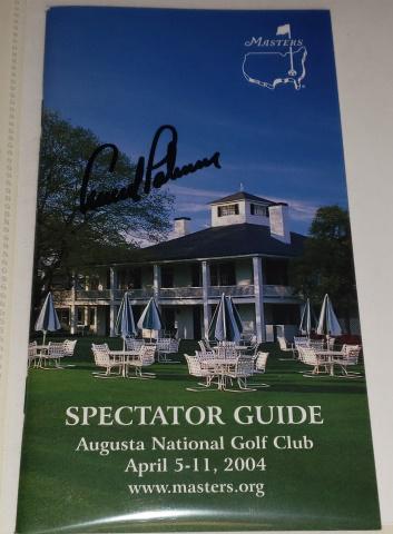 ARNOLD PALMER AUTOGRAPH: On 2004 Masters Spectator guide, with COA.