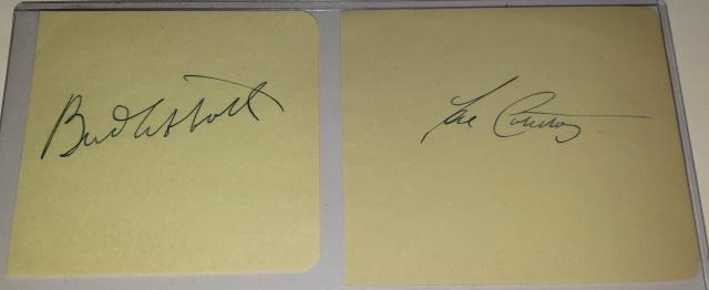 BUD ABBOTT & LOU COSTELLO AUTOGRAPH CUTS: With COA.
