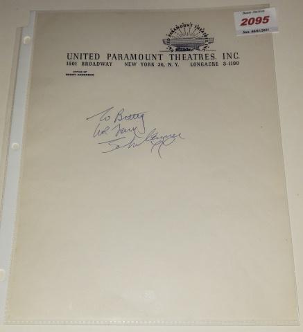 JOHN LENNON AUTOGRAPH: On United Paramount Theaters Inc. letterhead, "To Betty with Love John Lennon", with COA.