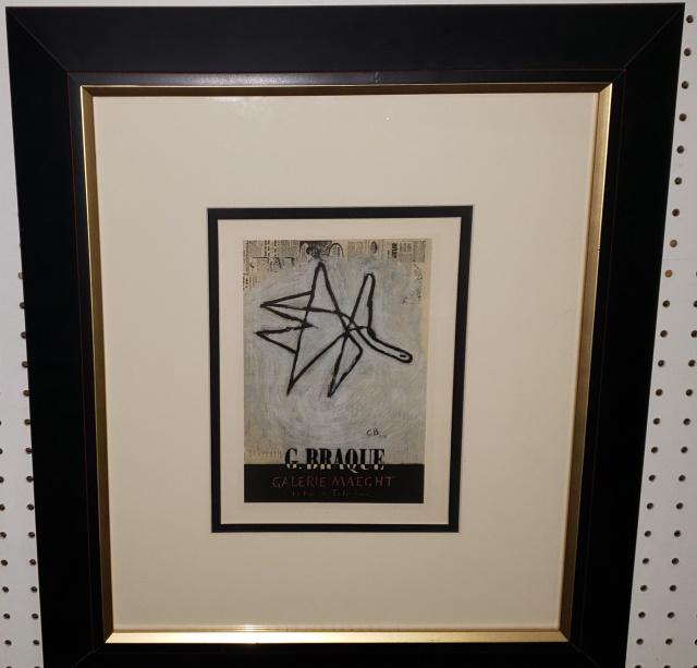 GEORGES BRAQUE: (1882-1963), "G. Braque", framed lithograph, approximate frame size 23" x 20", with certificate of authenticity.