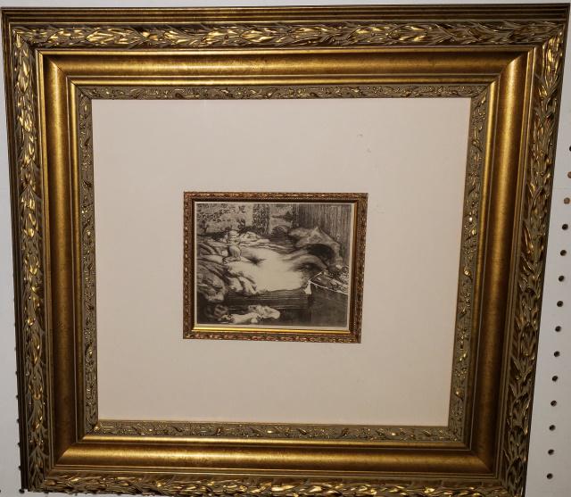 PIERRE BONNARD: (1867-1947), "La Sieste" , framed heliogravure on Japon paper, approximate frame size 19" x 19 3/4", with certificate of authenticity.