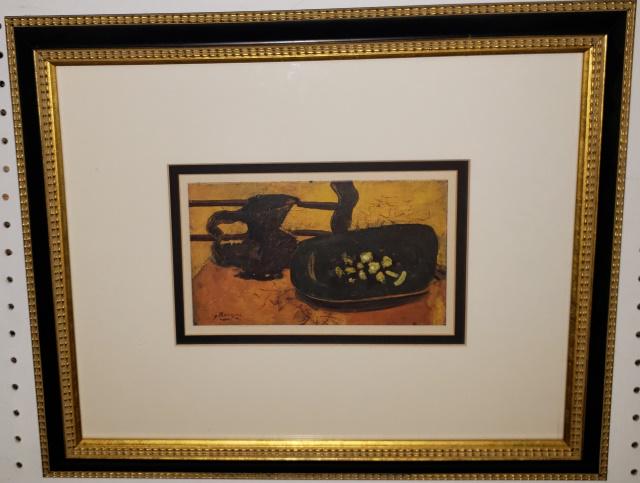 GEORGES BRAQUE: (1882-1963), "Raisins Et Pichet", framed lithograph, approximate frame size 18 1/2" x 20", with certificate of authenticity.