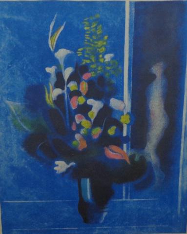 PAUL GUIRAMAND: (Born 1926 French) Still life with flowers, framed colored lithograph on paper signed lower right, numbered from edition of 100 lower left, approximate work size 23" x 18 1/4", frame 31" x 25 1/2".