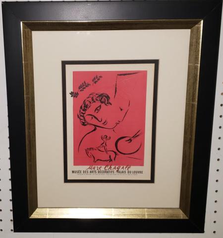 MARC CHAGALL: (1887 -1985 French/Russian), "Chagall", framed lithograph, approximate frame size 20 1/2" x 17 1/2", with certificate of authenticity.