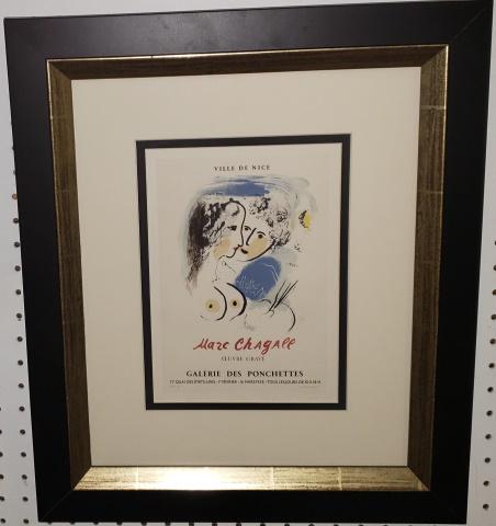 MARC CHAGALL: (1887-1985 French/Russian), "Oeuvre Grave", framed lithograph, approximate frame size 20 1/2" x 17 1/4", with certificate of authenticity.