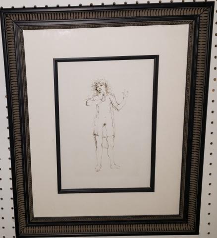 LEONOR FINI: (1908-1996), "Jeune Fille", framed etching, approximate frame size 21" x 17 1/4 ", with certificate of authenticity.