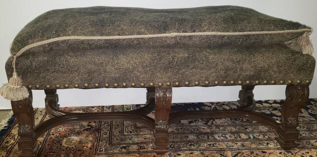 ITALIAN STYLE BENCH: With pillow top, approximate height 20", width 49", depth 20 1/2".