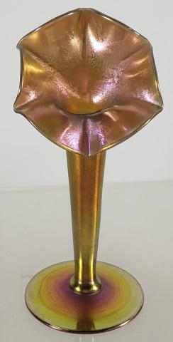 STEUBEN AURENE VASE: Steuben jack-in-the-pulpit vase, signed on bottom Aurene #2699, approximate height 6".