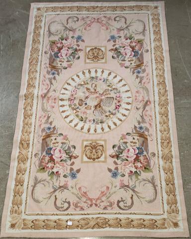 AUBUSSON WEAVING: With floral and leaf decoration, approximately 57 1/2" x 35 1/2".
