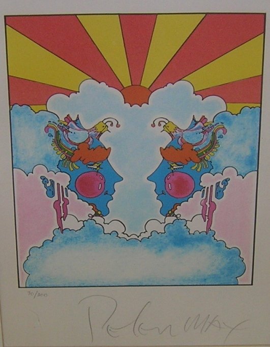 ***MAX, PETER: (Born 937 American) ''Sunrise'', framed six color lithograph, signed in pencil lower right margin and numbered 70/300 in pencil lower left margin, from a total edition size of 360 prints including 300