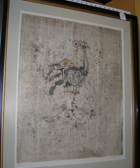 ***FRIEDLAENDER, JOHNNY: (1912-1992 German) Abstract composition, framed etching, signed in pencil lower right margin and numbered 87/95 in pencil lower left margin, approximate plate size 23 3/4'' x 19 1/4'', frame 31 1/2'' 