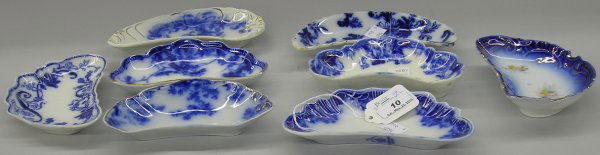 ***NINE BONE DISHES: Johnson Brothers ''Andorra'' and ''Blue Danube'' pattern, W.H. Grindley, Maddock and Sons ''Roseville'' pattern, Hanley Ridgeways ''Long Dale'' pattern, etc.