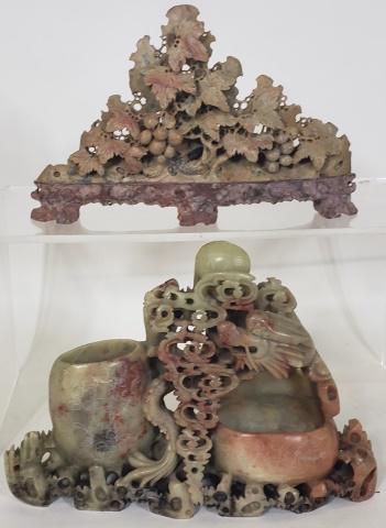 2 CARVED SOAPSTONE VASES (1 of 5)