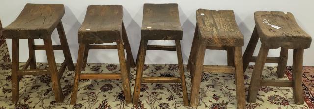 SET OF 5 CHINESE ELM BENCHES (1 of 3)