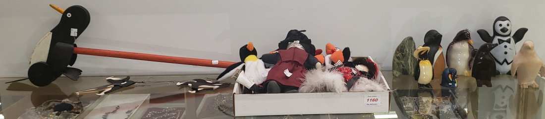 GROUP OF PENGUIN COLLECTIBLES: Including stone, wood, porcelain, figures, beanies, etc.